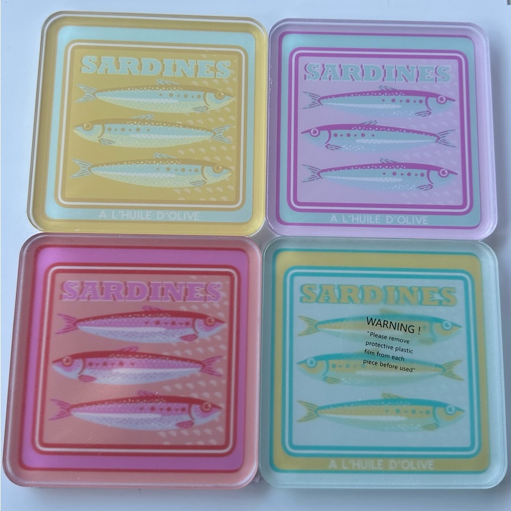 🆕 Sardine Coaster Set Acrylic by Bread + Butter - Picture 3 of 8